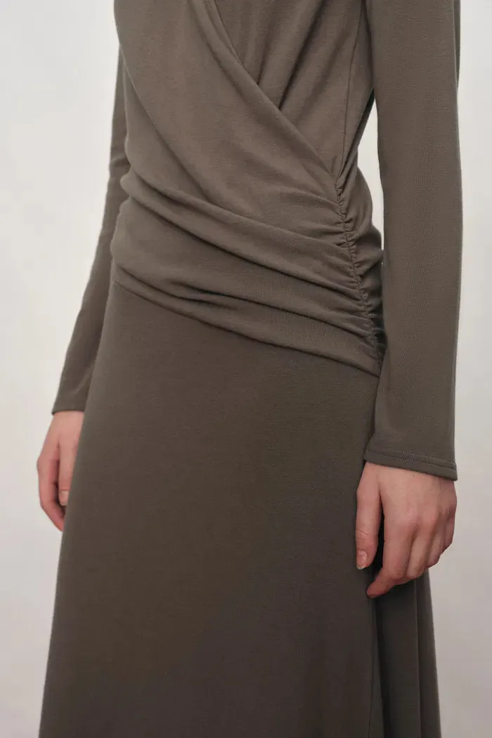Soren Draped Wrap V-Neck Dress In Stretch Knit sold by Fabrique product image thumbnail 5
