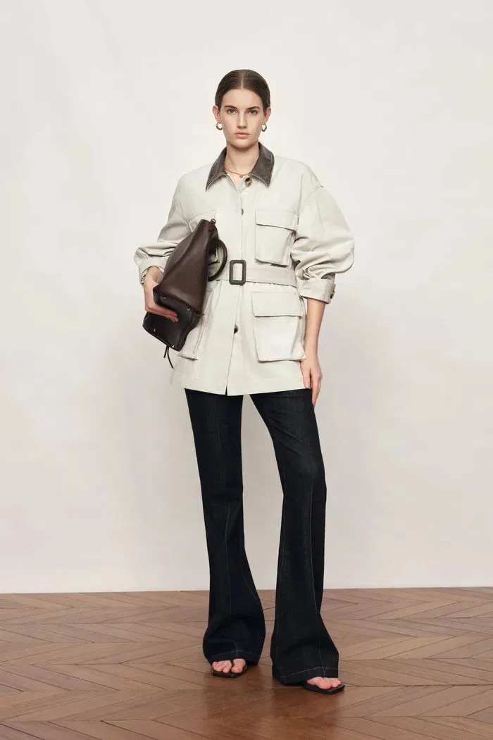 Atticus Belted Leather-Collar Jacket In Fine Cotton Twill sold by Fabrique product image thumbnail 3