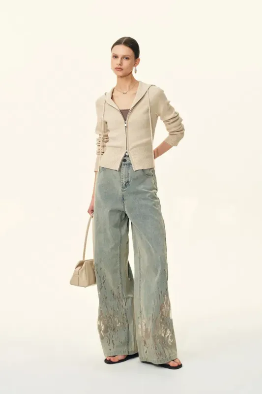 Vivi Fitted Cropped Hooded Knit Cardigan In Merino Wool Blend made by Fabrique