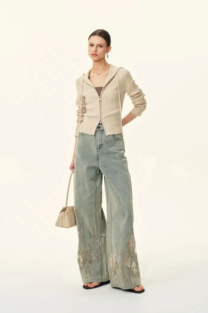 Vivi Fitted Cropped Hooded Knit Cardigan In Merino Wool Blend sold by Fabrique