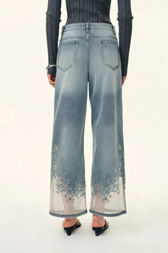 Ariel Transparent Burnout Straight Cropped Jeans in Composite Burnout Denim sold by Fabrique product image thumbnail 4