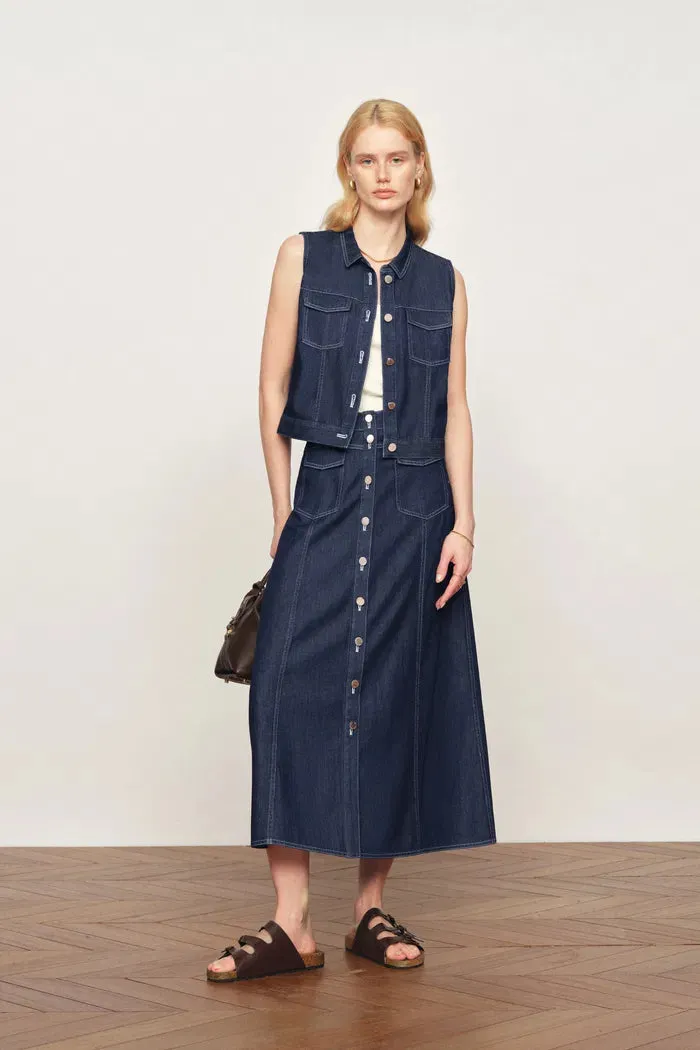 Sloane Tencel Denim Vest Top in Lightweight Cotton Denim sold by Fabrique product image thumbnail 3