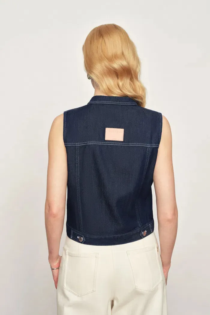 Sloane Tencel Denim Vest Top in Lightweight Cotton Denim sold by Fabrique product image thumbnail 4