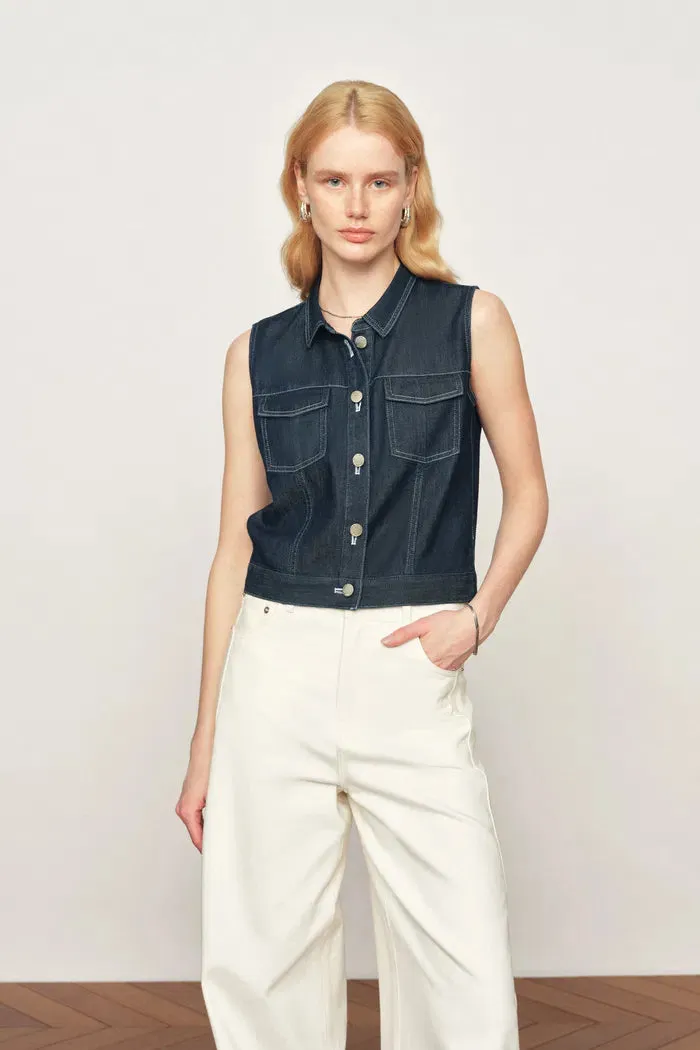 Sloane Tencel Denim Vest Top in Lightweight Cotton Denim sold by Fabrique product image thumbnail 2