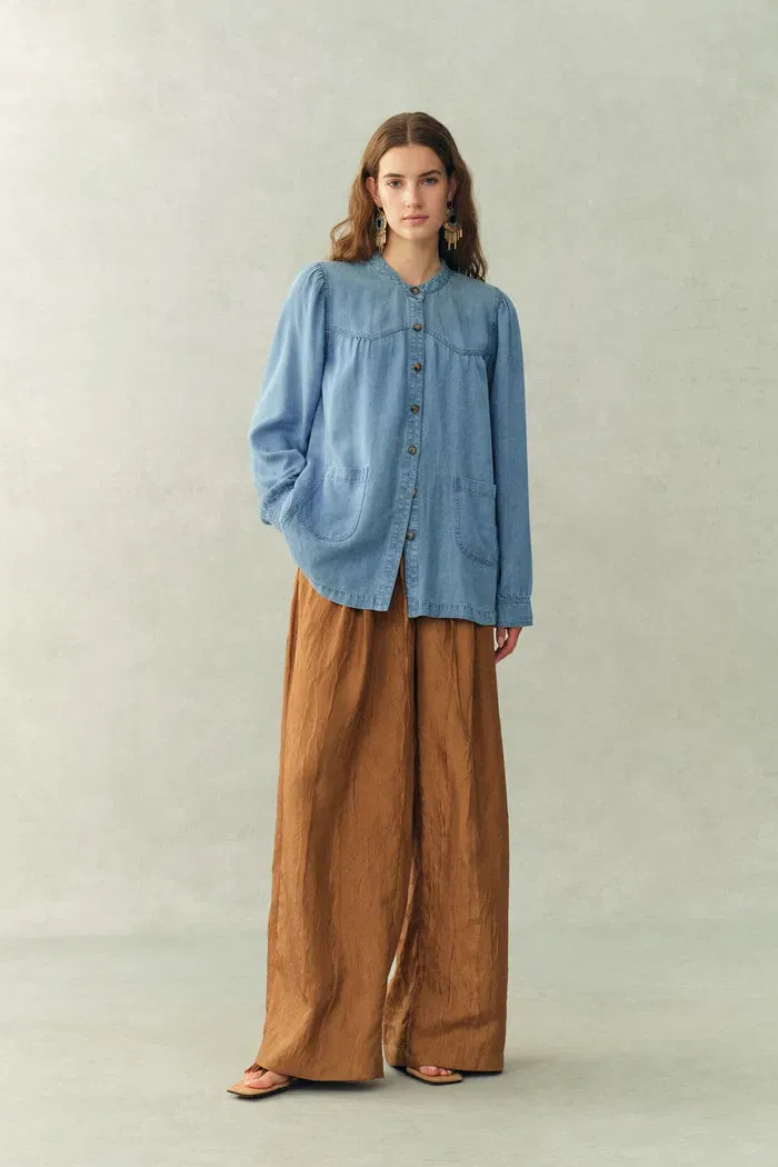 Simone Smocked Tencel Denim Shirt in Tencel Denim sold by Fabrique product image thumbnail 3