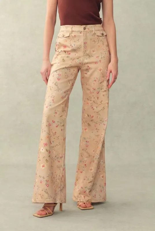 Alma Floral Flare Jeans in Micro Stretch Denim sold by Fabrique