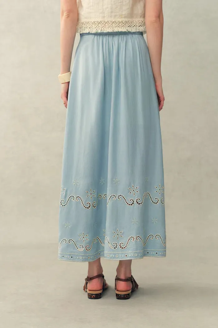 Marmont Pin Tuck Embroidery Blouse and Skirt Matching Set in Tencel Denim sold by Fabrique product image thumbnail 5