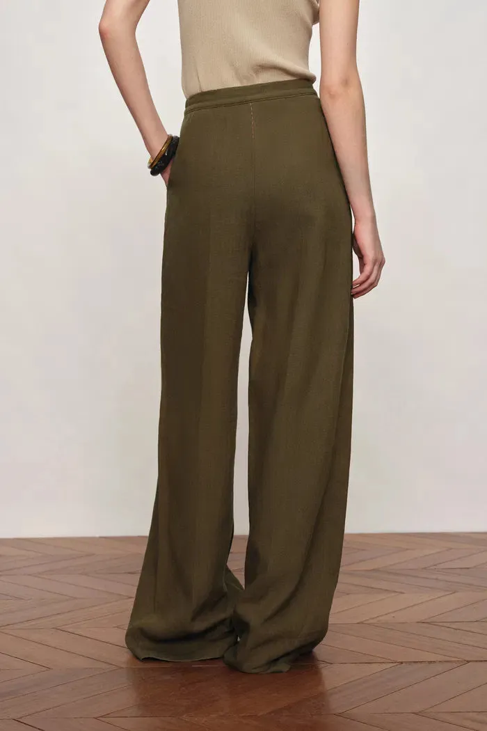 Perla Beaded Drawstring Wide Leg Pants in Hemp sold by Fabrique product image thumbnail 4