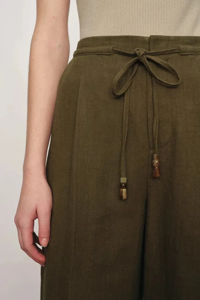 Perla Beaded Drawstring Wide Leg Pants in Hemp sold by Fabrique product image thumbnail 5