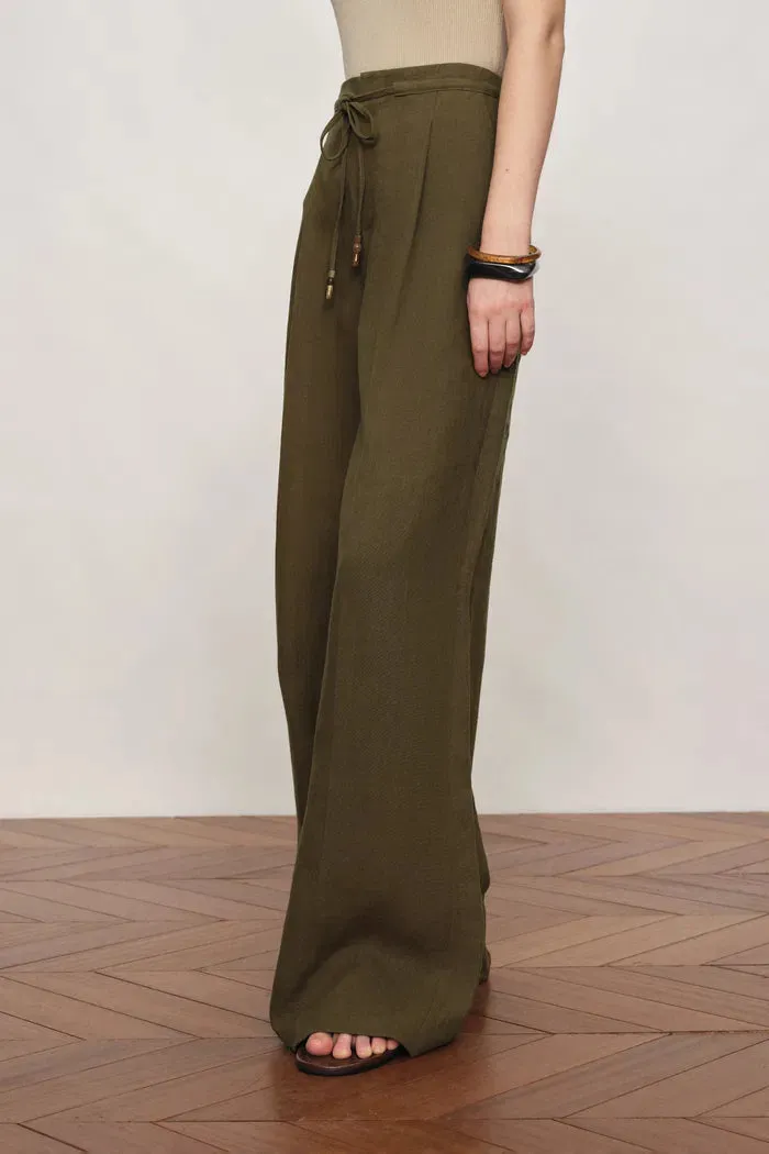 Perla Beaded Drawstring Wide Leg Pants in Hemp sold by Fabrique product image thumbnail 3