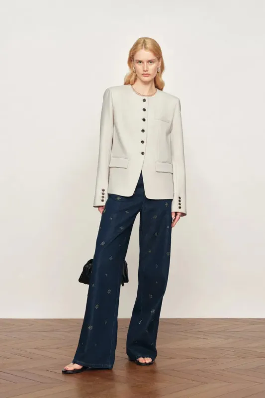 Celia Round Neck Suit Blazer in Fine Worsted Wool made by Fabrique