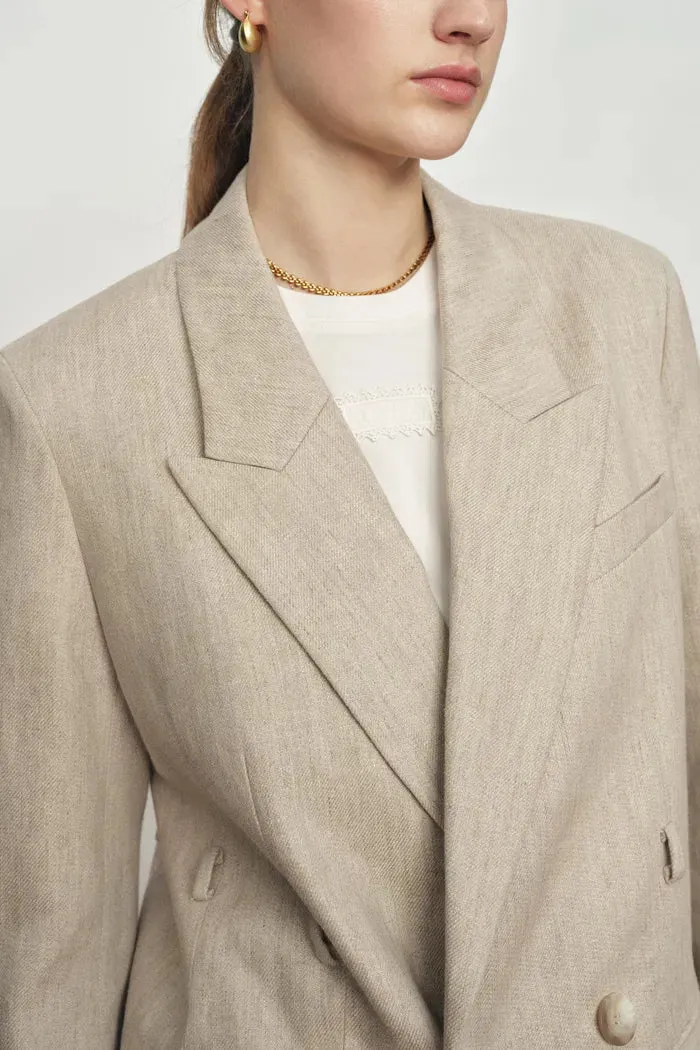 Charlie Deconstructed Asymmetric Double-Belt Blazer in Cotton Linen sold by Fabrique product image thumbnail 5