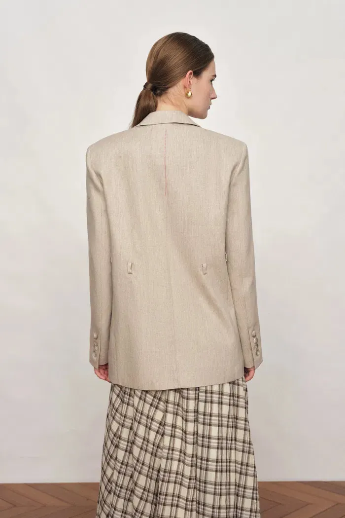 Charlie Deconstructed Asymmetric Double-Belt Blazer in Cotton Linen sold by Fabrique product image thumbnail 4