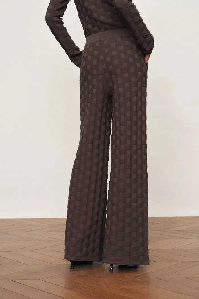 Elowen Plaid Textured Knit Pants in Cotton Blend Knit sold by Fabrique product image thumbnail 4