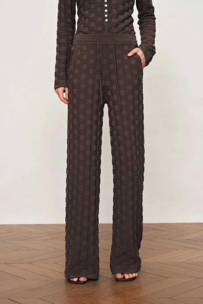 Elowen Plaid Textured Knit Pants in Cotton Blend Knit sold by Fabrique