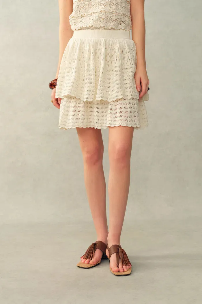 Daisy Ruffle-Trim Cardigan and Skirt Matching Set in Cotton Knit sold by Fabrique product image thumbnail 5