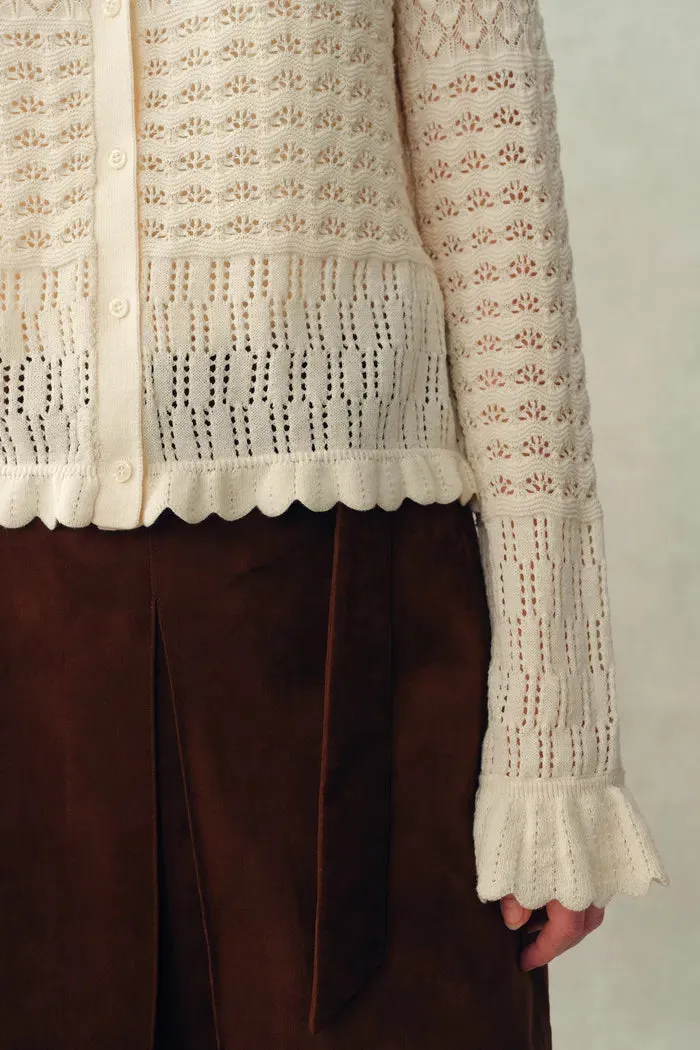 Daisy Ruffle-Trim Cardigan and Skirt Matching Set in Cotton Knit sold by Fabrique product image thumbnail 4
