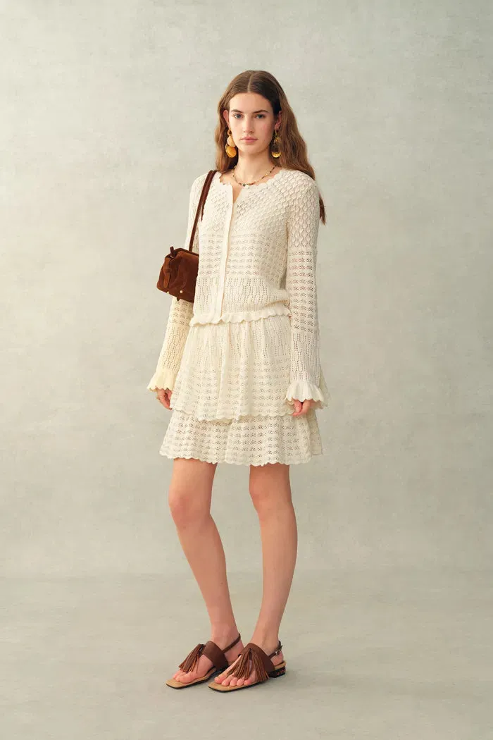 Daisy Ruffle-Trim Cardigan in Cotton Knit sold by Fabrique product image thumbnail 3