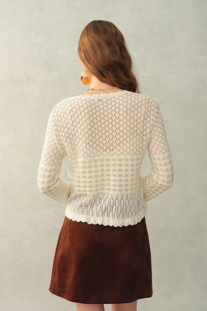 Daisy Ruffle-Trim Cardigan in Cotton Knit sold by Fabrique product image thumbnail 4