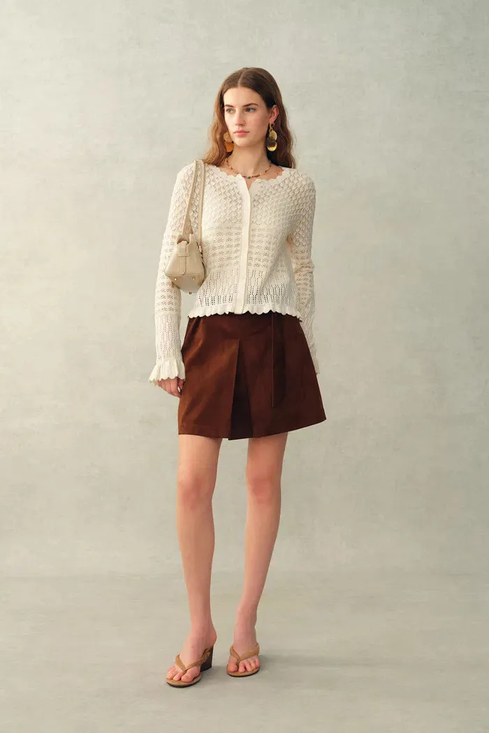 Daisy Ruffle-Trim Cardigan in Cotton Knit sold by Fabrique