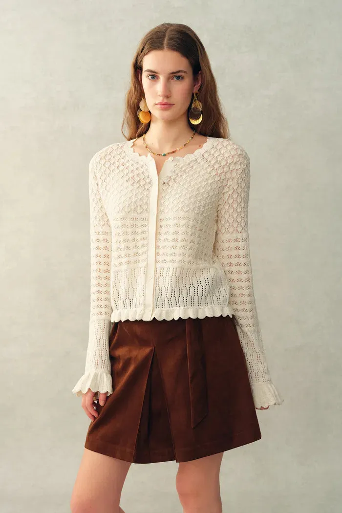 Daisy Ruffle-Trim Cardigan in Cotton Knit sold by Fabrique product image thumbnail 2