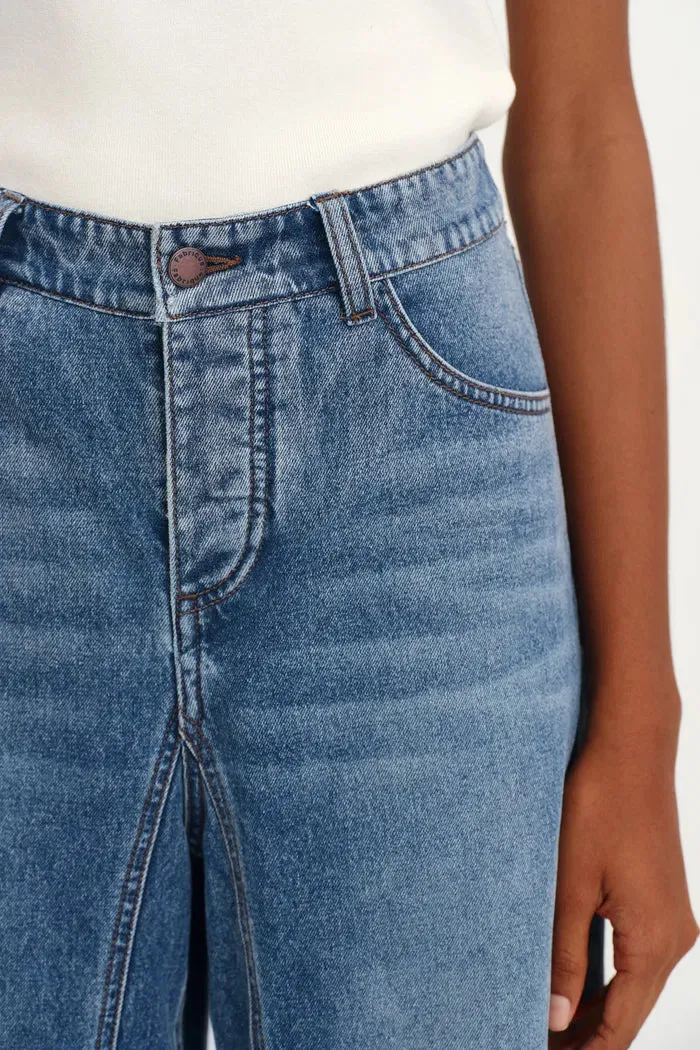 Glaire Zip Fly Straight Wide Leg Jeans in Lyocell Denim - Updated Fit sold by Fabrique product image thumbnail 5