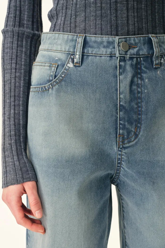 Ariel Transparent Burnout Straight Cropped Jeans in Composite Burnout Denim sold by Fabrique product image thumbnail 5