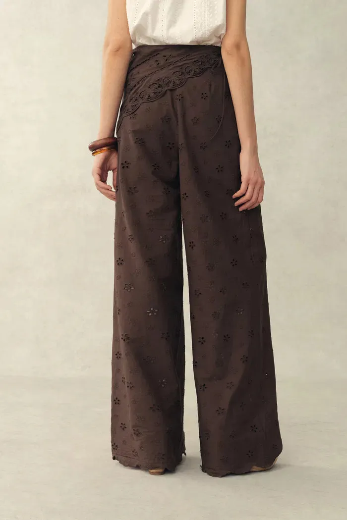 Nina Embroidered Scraf Wrap Pants in Cotton sold by Fabrique product image thumbnail 3