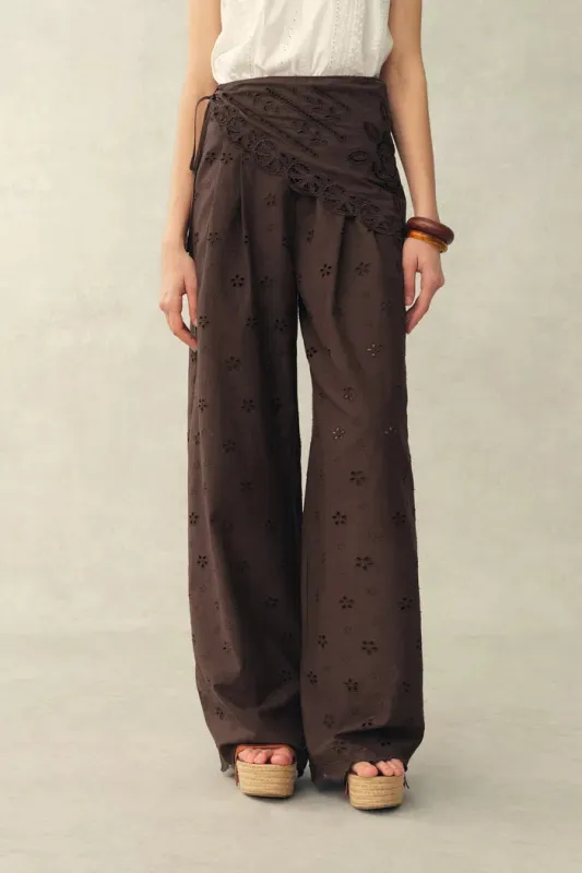 Nina Embroidered Scraf Wrap Pants in Cotton made by Fabrique