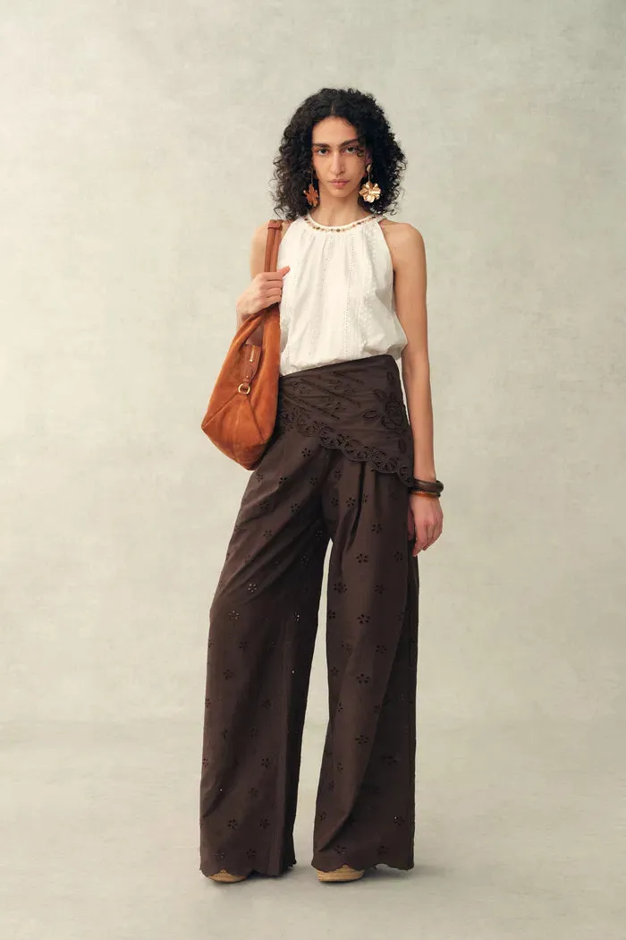Nina Embroidered Scraf Wrap Pants in Cotton sold by Fabrique product image thumbnail 2