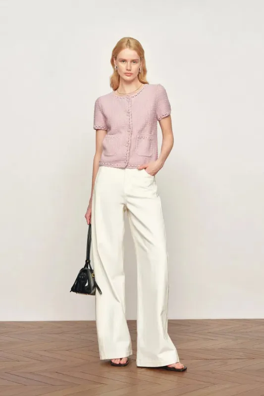 Shay Short Sleeve Cardigan in Mulberry Silk made by Fabrique