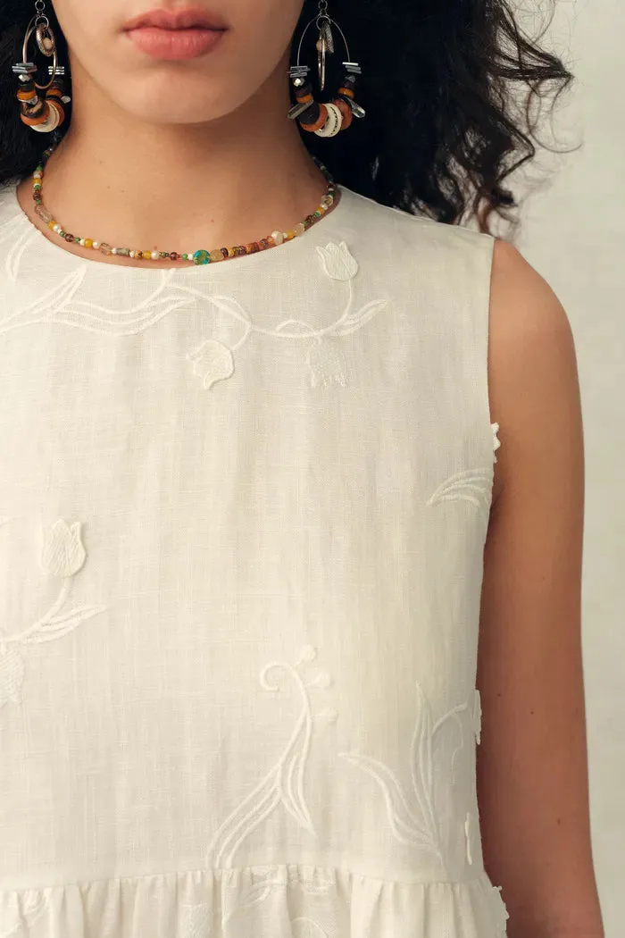 Doris Lily-of-the-Valley Lace Sleeveless Top in Silk Linen Blend sold by Fabrique product image thumbnail 5