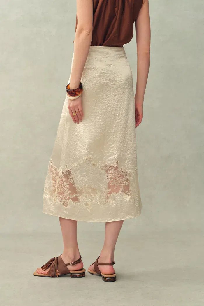 Aurelia Laced Cutout Skirt in Acetate Satin sold by Fabrique product image thumbnail 3