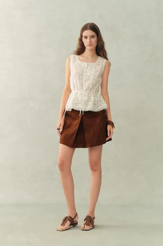 Zane Open Knit Drawstring Top in Cotton made by Fabrique