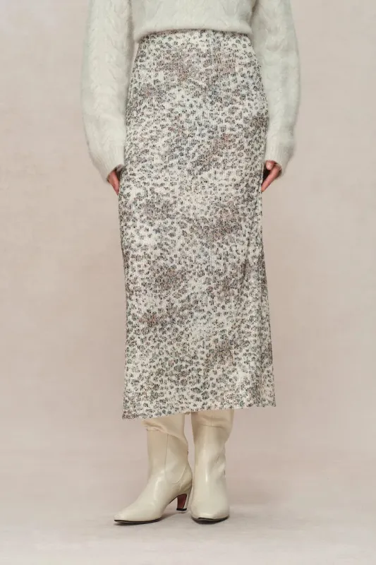 Leopard Midi Skirt in Stretch Sequin Mesh sold by Fabrique