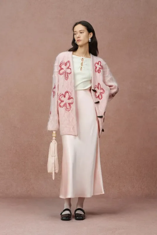 Posie Floral Cardigan in Merino Alpaca Blend Knit made by Fabrique