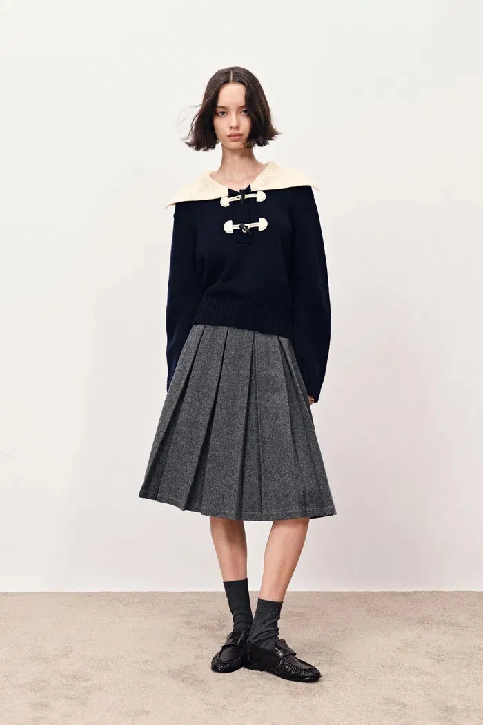 Ava Hand Embroidered Pleated Skirt in Merino Wool sold by Fabrique product image thumbnail 3