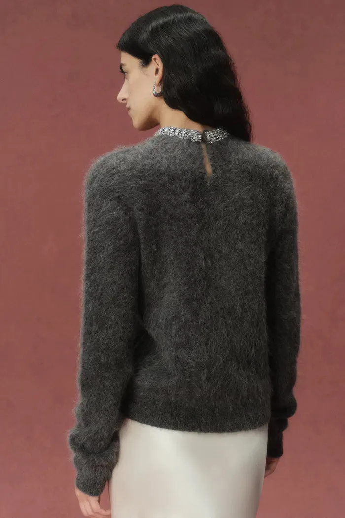Violet Crystal Embellishment Collar Sweater in Alpaca Blend sold by Fabrique product image thumbnail 4