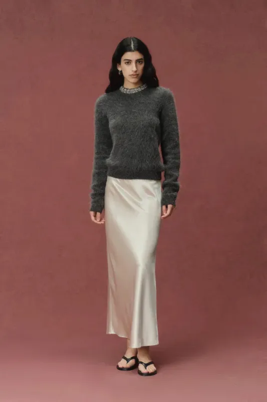 Violet Crystal Embellishment Collar Sweater in Alpaca Blend made by Fabrique