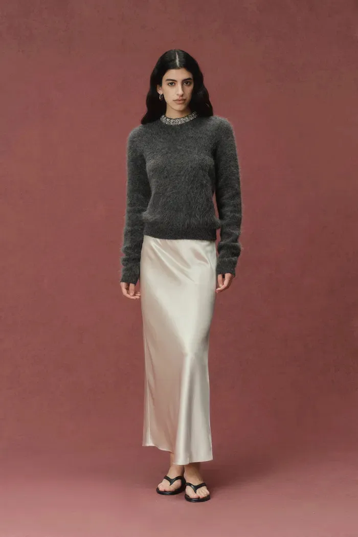Violet Crystal Embellishment Collar Sweater in Alpaca Blend sold by Fabrique