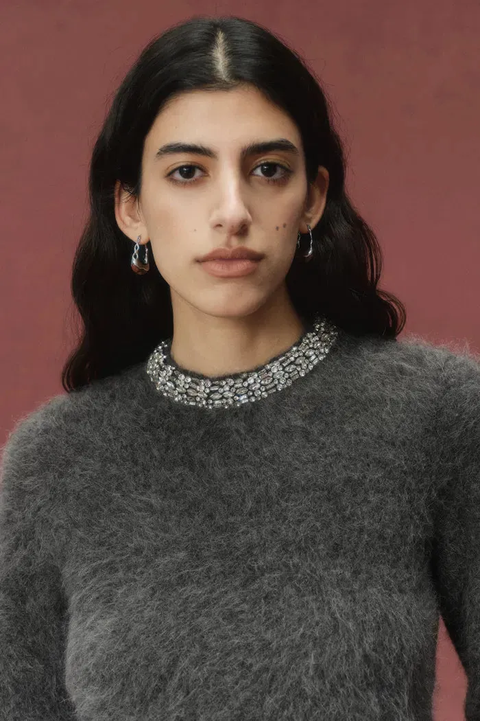 Violet Crystal Embellishment Collar Sweater in Alpaca Blend sold by Fabrique product image thumbnail 5