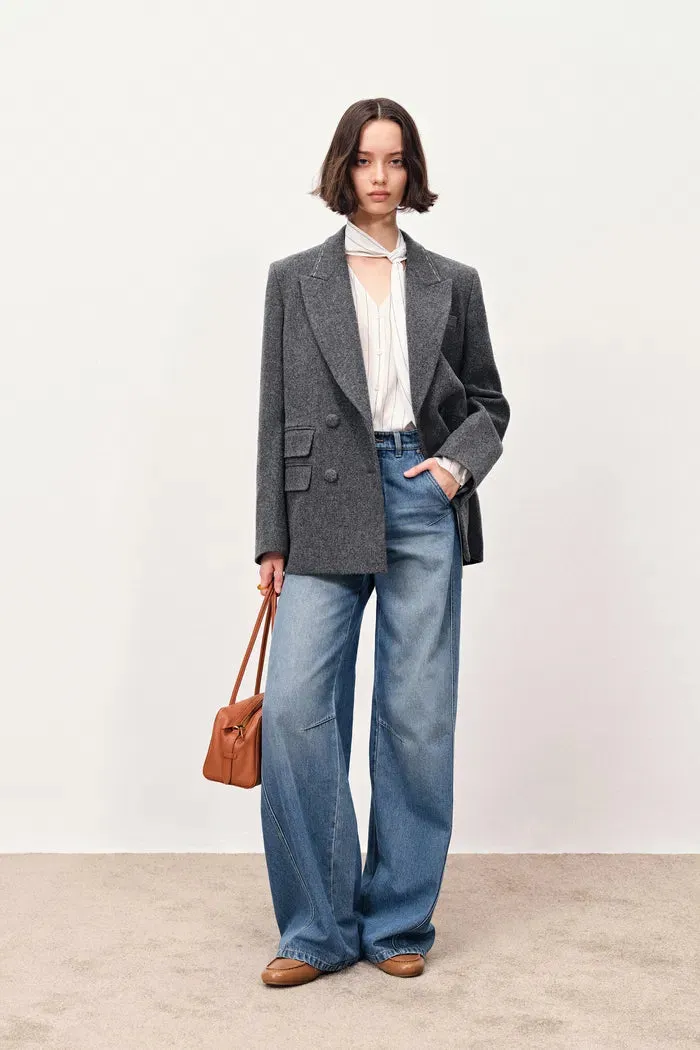 Ava Hand Work Contrast Stitching Blazer in Australian Merino Wool sold by Fabrique product image thumbnail 3