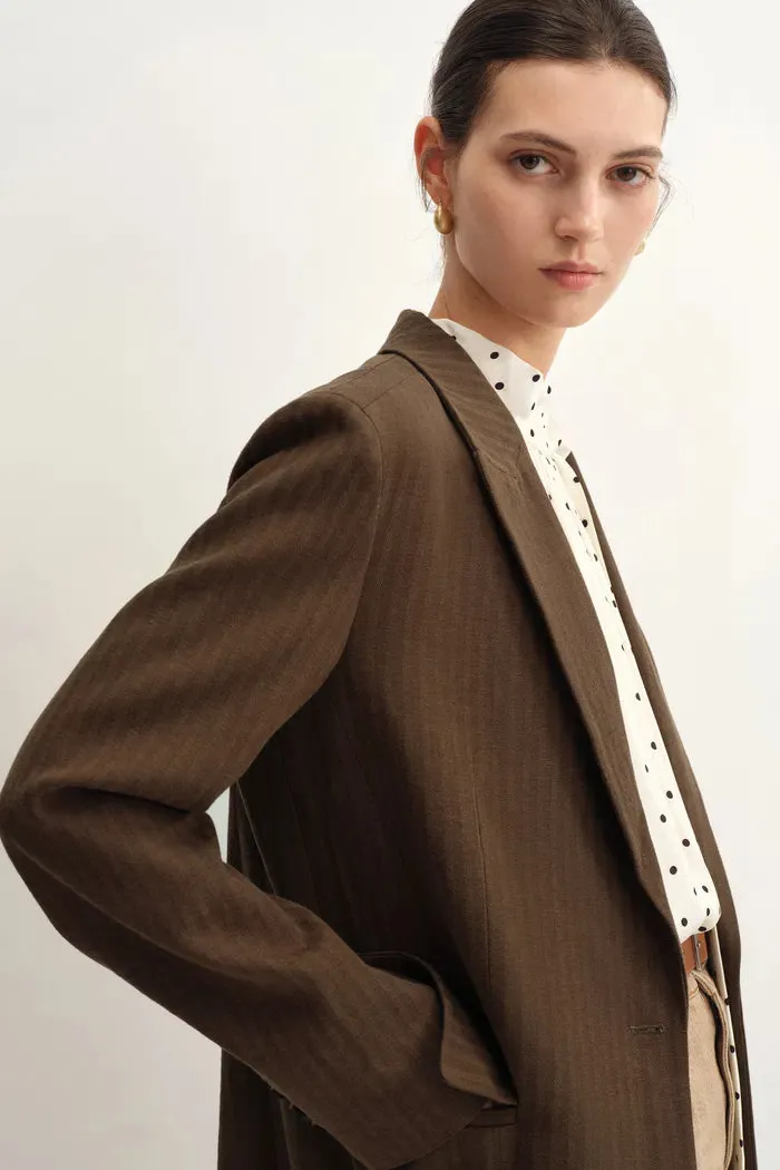 Fanny Striped Herringbone Button Suit Blazer in Cotton sold by Fabrique product image thumbnail 5