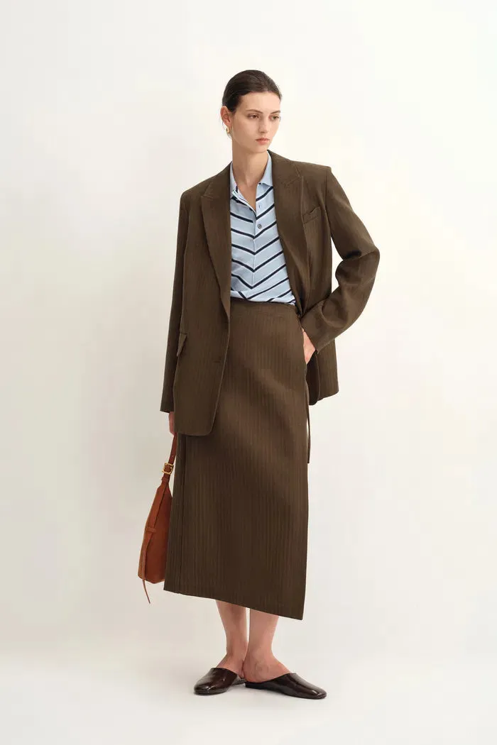 Fanny Striped Herringbone Button Suit Blazer in Cotton sold by Fabrique product image thumbnail 4