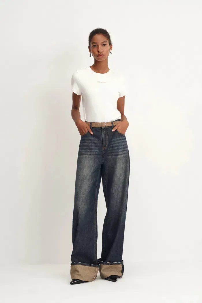 Paz Contrast Folded Cuff Washed Cuffed Jeans sold by Fabrique product image thumbnail 5