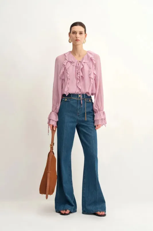 Olivia Ruffle Blouse in Silk Crepe made by Fabrique