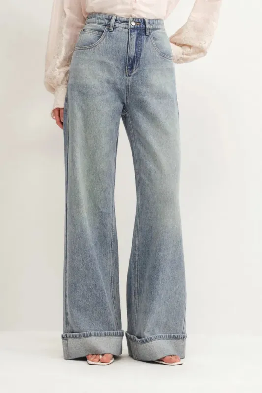 Emerie Straight Wide Leg Jeans in Cotton Denim made by Fabrique