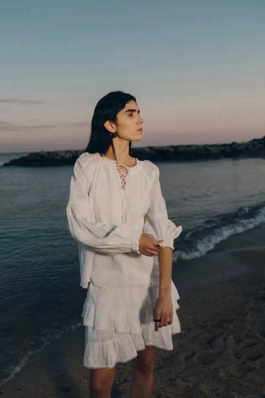 Vicky Puff Sleeve Top and Skirt in Fine Cotton Voile sold by Fabrique