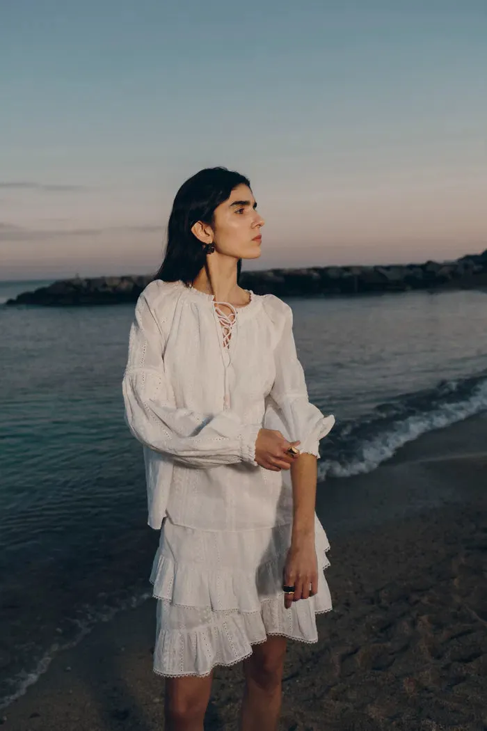 Vicky Puff Sleeve Top and Skirt in Fine Cotton Voile sold by Fabrique