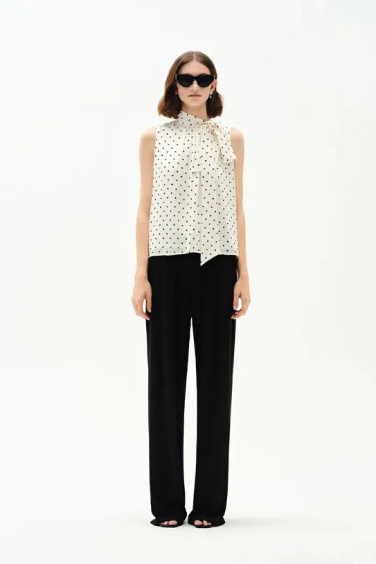 Elen Polka Dot Halter Neck Sleeveless Top in Mulberry Silk made by Fabrique